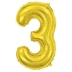 BALAO METALIZADO 40CM NUMERO 3 DOURADO MAKE+