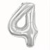 BALAO METALIZADO 40CM NUMERO 4 PRATA MAKE+