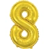 BALAO METALIZADO 40CM NUMERO 8 DOURADO MAKE+