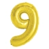 BALAO METALIZADO 100CM NUMERO 9 DOURADO MAKE+