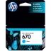 CARTUCHO DE TINTA ORIGINAL HP 670 CIANO