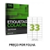 ETIQUETAS COLACRIL A4 CA4356 33 P/FOLHA 25,4X63,5MM